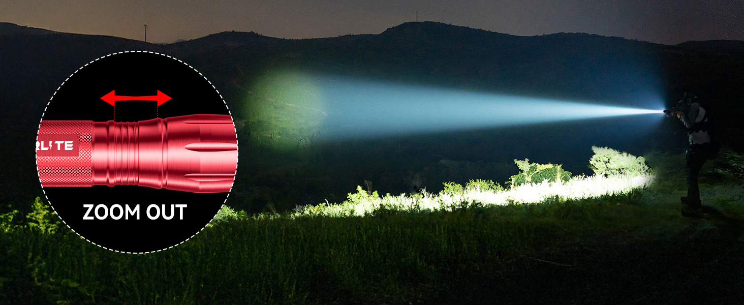 LED ліхтарик Gearlite 2 шт. 2000 люмен, 5 режимів, водонепроникний IP65, для кемпінгу, туризму, дітей, надзвичайних ситуацій (червоний)