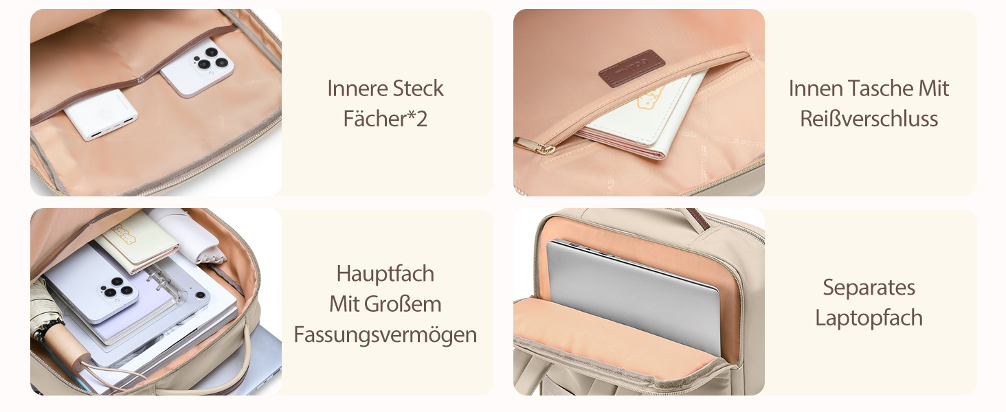 Рюкзак для ноутбука 16 дюймів, водонепроникний, для чоловіків та жінок, для подорожей, школи, велосипеда та повсякденного використання, кольору абрикос