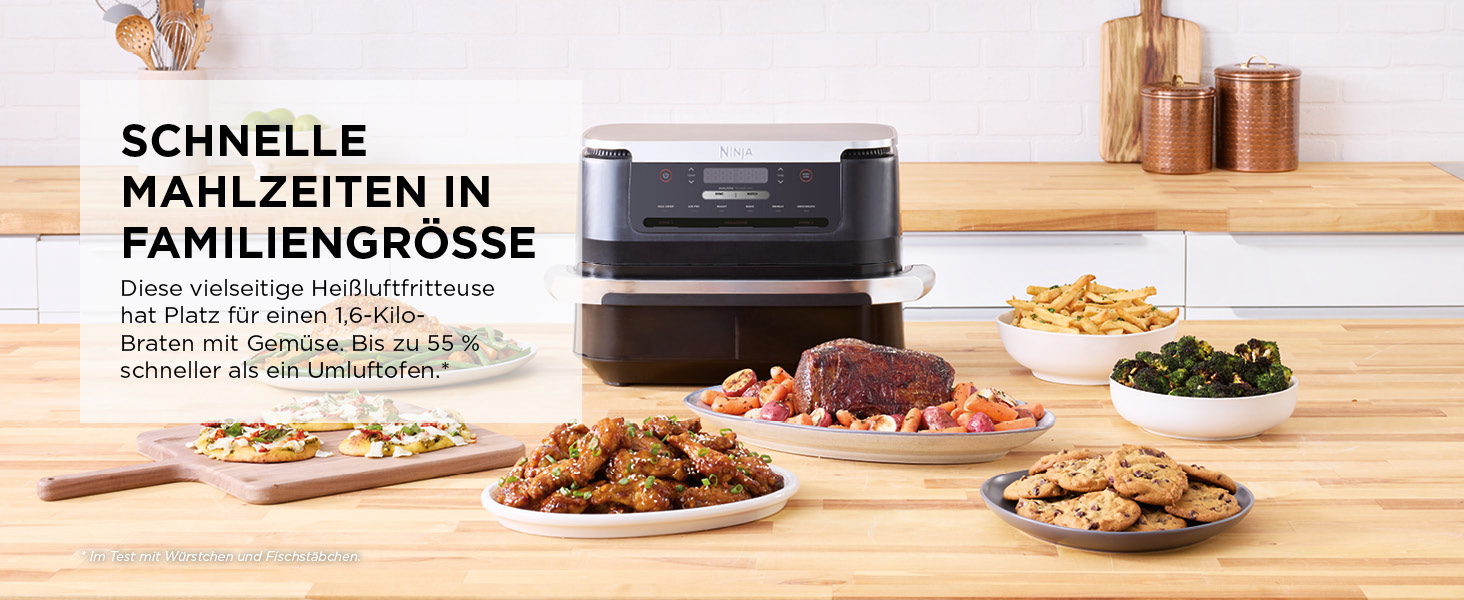 Фритюрниця Ninja FlexDrawer Air Fryer 6.6л, чорна, 6-в-1, без олії, Dual Zone, AF550EU