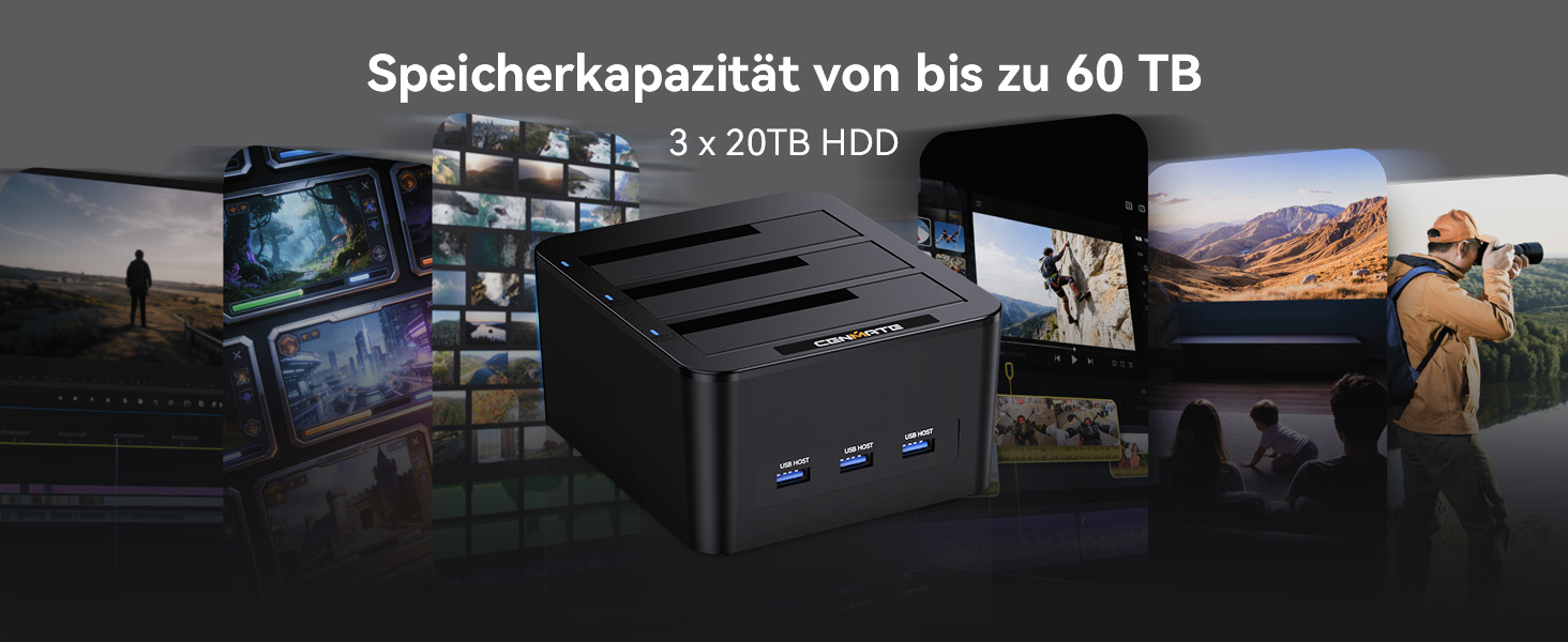 Док-станція для жорстких дисків CENMATE на 3 слоти для 2.5/3.5