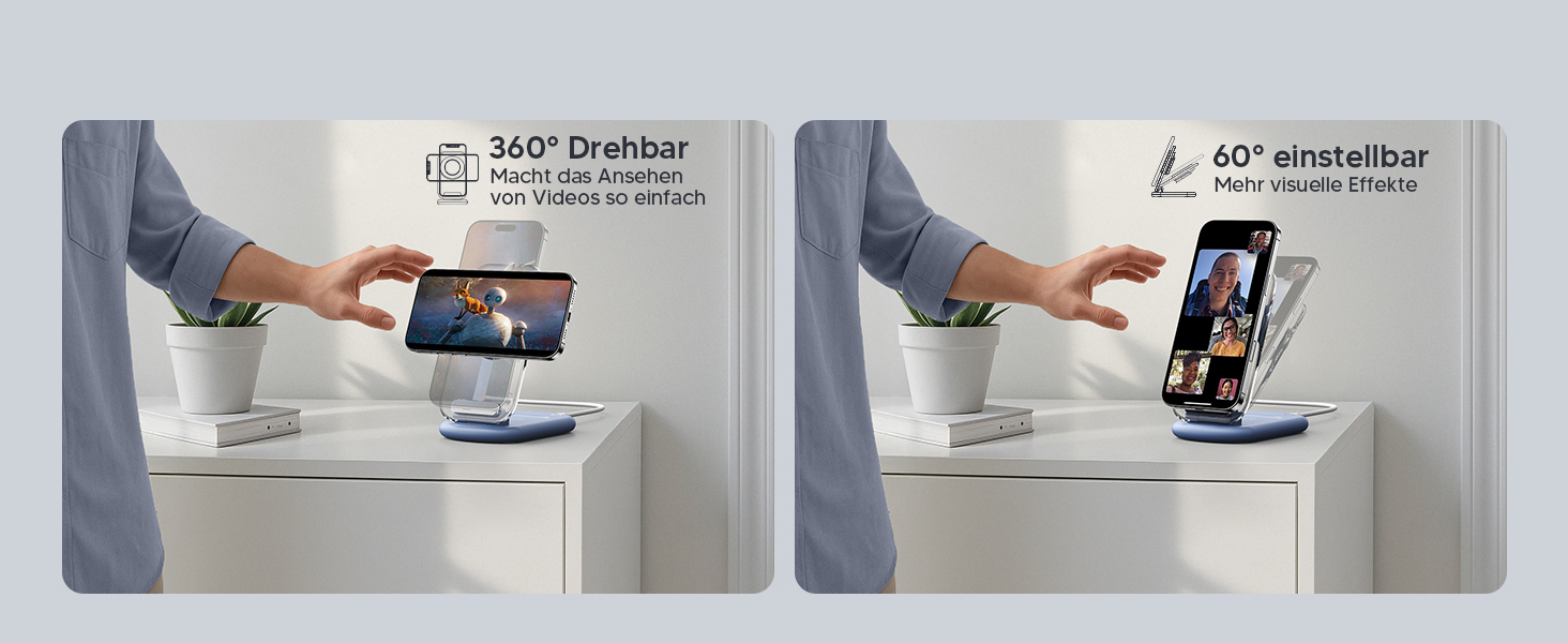 Підставка для зарядки MagSafe 3-в-1 для iPhone 17/16/15/14/13/12 Pro Max/Air/Plus/Pro та Apple Watch 10/9, AirPods 3/2/Pro (блакитна)