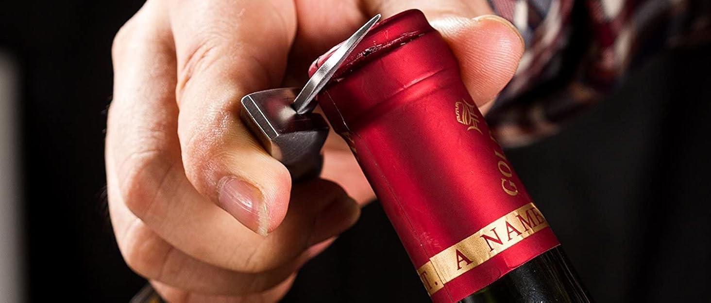 Ніж для офіціантів з нержавіючої сталі - професійний штопор для ресторану з відкривачем пляшок та різаком фольги + електронна книга про вино