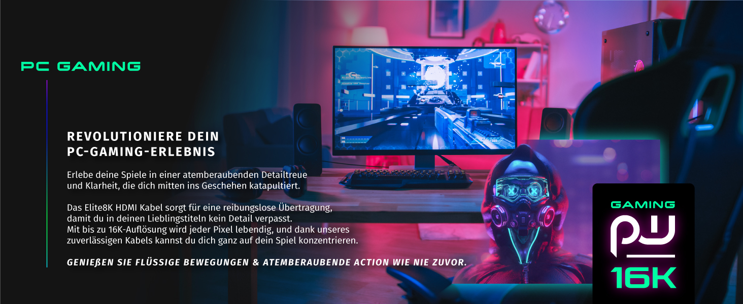 HDMI кабель 2.1 CSL 10м - 16K@30Hz, 8K@60Hz, 4K@120Hz - Ultra High Speed Ethernet 48Gbps - HDR 10+ eARC 3D VRR - для ігор, TV, PS5, Xbox