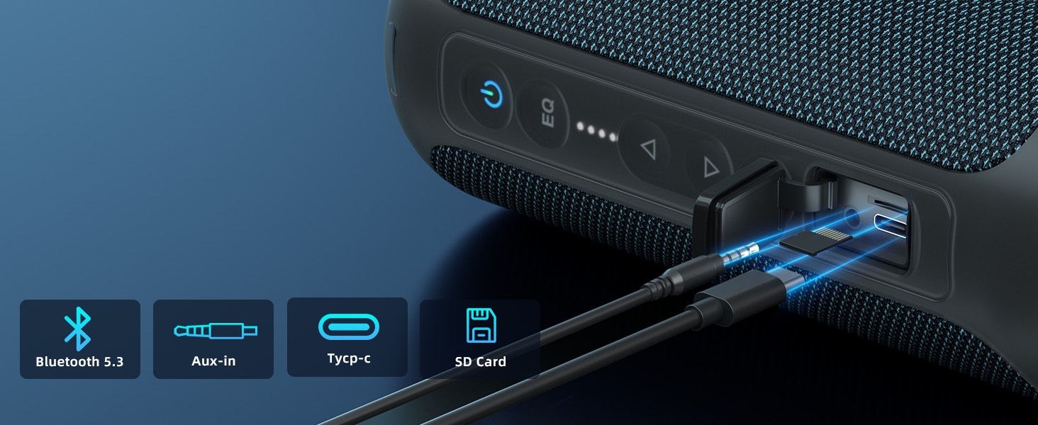 Ortizan X8Pro 40W Bluetooth колонка з мікрофоном, RGB підсвічуванням, водонепроникна IPX7, 30 годин програвання - Navy