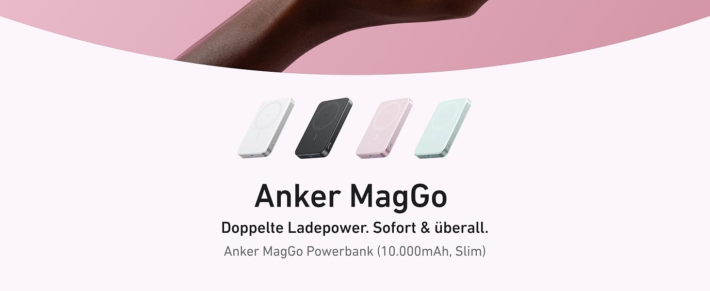 Anker MagGo Powerbank 10000mAh: портативний зарядний пристрій з MagSafe для iPhone 16/15/14/13 (Рожевий)