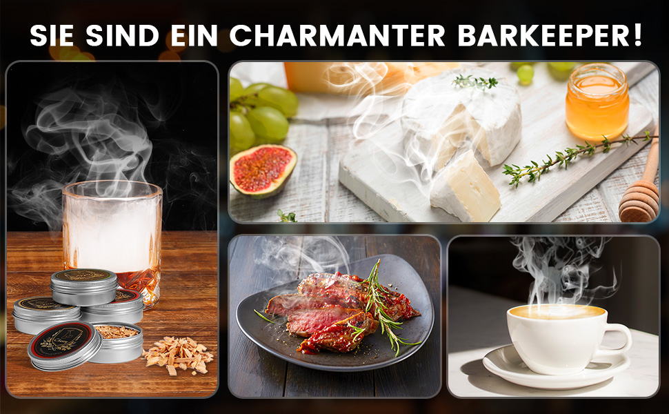 Набір для копчення коктейлів віскі з пальником, 6 смаків дерев'яної стружки, 2 склянки, 2 форми для кубиків льоду, набір для приготування бурбон Old Fashioned, подарунок для чоловіків, батьків, коханих (без пальника Butan)