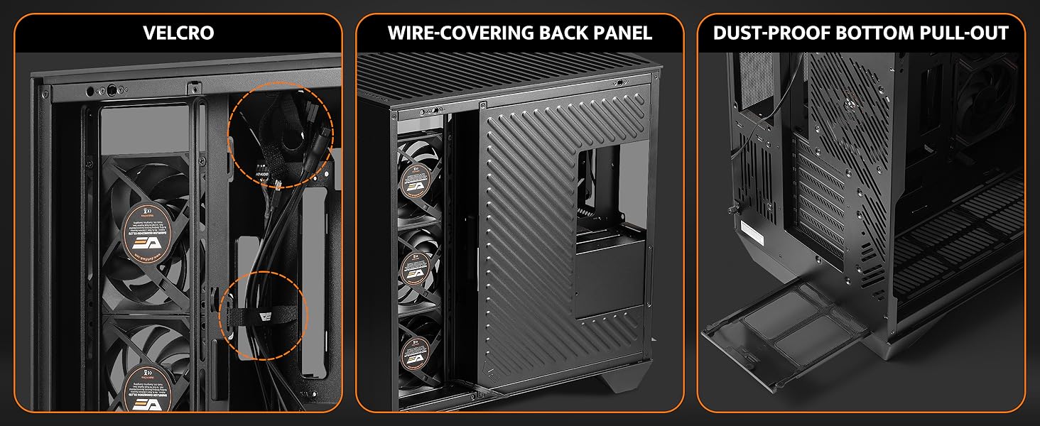 darkFlash DY470 - Корпус для ігрового ПК Full-Tower ATX з 4 PWM-ARGB вентиляторами, сумісний з RTX 40, 2 камери, панорамне скло, підтримка 2 x 360 мм радіаторів, білий колір