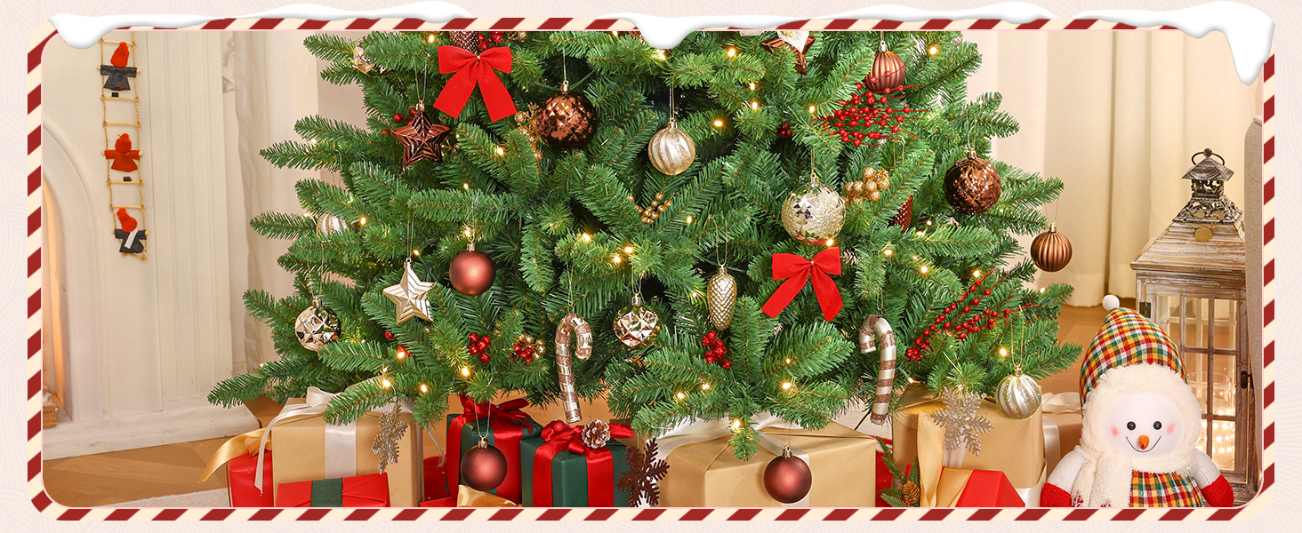 Набір прикрас для ялинки Alupssuc 128 шт. - ялинкові кулі, квіти, орнаменти, червоно-золотий (шампань, коричневий)