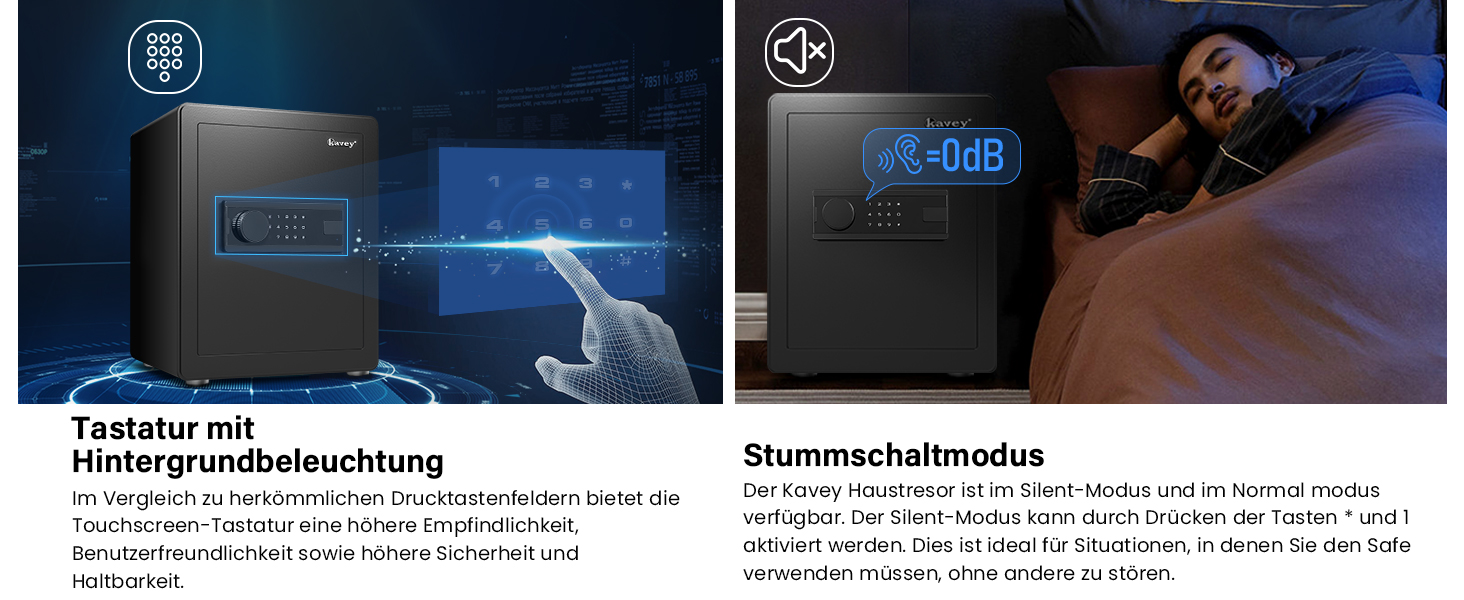 Сейф Kavey Safe Tresor 50L з цифровим замком, подвійним сигналом тривоги та LED-підсвіткою