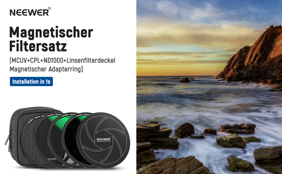 NEEWER Набір фільтрів ND 62mm 5-в-1: ND1000, CPL, UV, адаптер, кришка + сумка (62мм)
