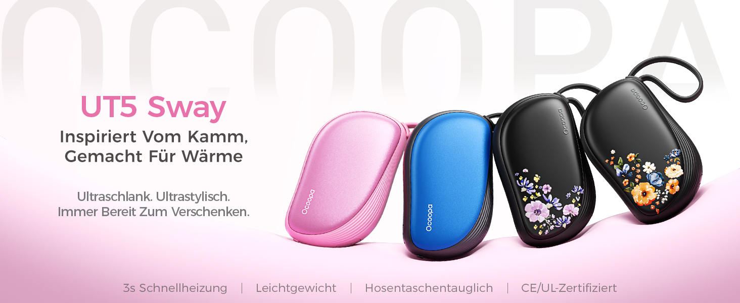 Електричні грілки для рук OCOOPA 2 шт., багаторазові, 4000mAh, подарунок на Новий рік, 1,5 см, в рукавички, зимові аксесуари, Ocoopa x UT5 Wiesengeflüster (Кількісний випуск)