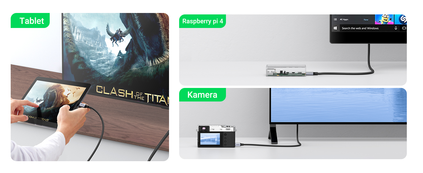 Кабель Micro HDMI - HDMI UGREEN 4K 2.0 з Ethernet, 1 м, 1080P, HDR, ARC, сумісний з Raspberry Pi