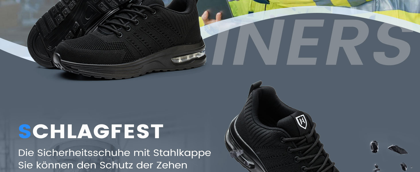 Легкі робочі черевики для чоловіків та жінок. Безпечні, спортивні, з металевим носком. Дихаючі робочі черевики, чорного кольору, розмір 42 EU.