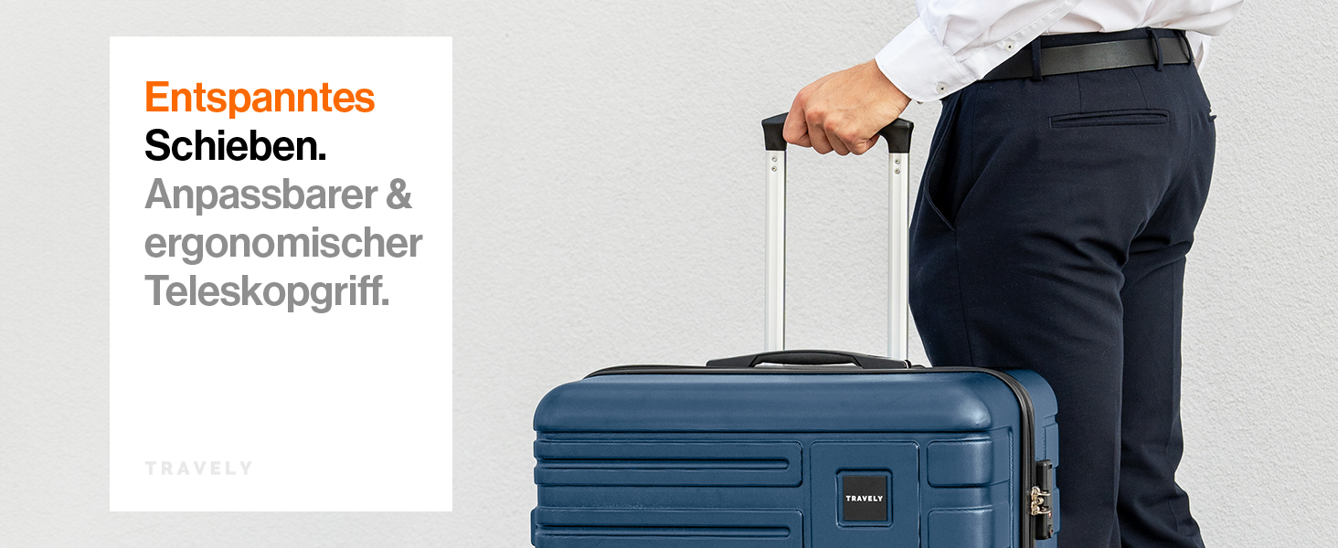 Чемодан Travely з полікарбонату, 77 см, XL, 100 л, з TSA замком, блакитний