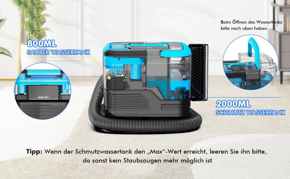 Портативний пилосос для чищення м'яких меблів та килимів C10, 530W, 18kPa, блакитний