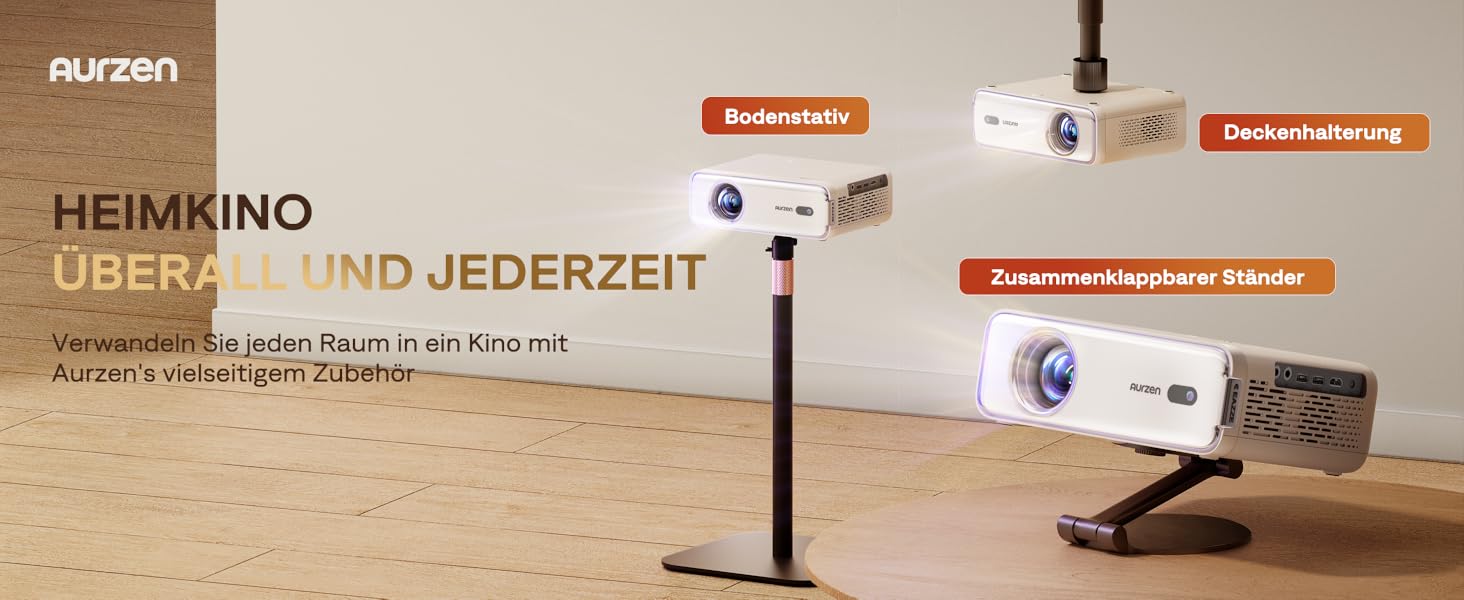 Aurzen Eazze D1 Smart Beamer: 4K проєктор для дому, Wi-Fi, Bluetooth, Netflix, Dolby Audio, автофокус, корекція трапеції, Mini проєктор, білий