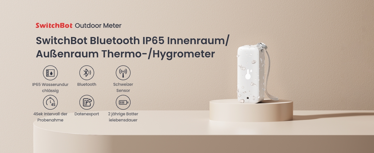 Гігрометр-термометр SwitchBot IP65 для приміщень і вулиці, Bluetooth, з датчиком точки роси, VPD, абсолютної вологості, зовнішній термометр, збереження даних для теплиці та винного погребу, набір 3 шт.