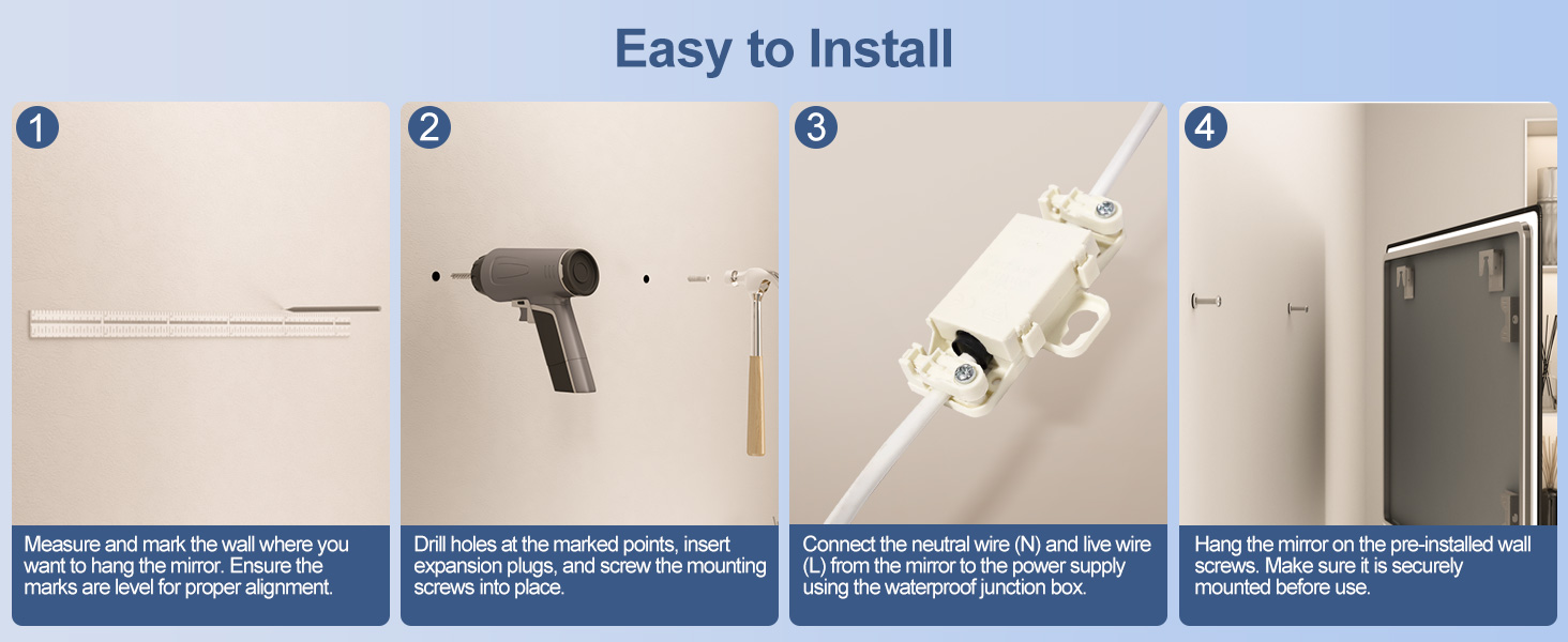 Дзеркало для ванної кімнати зі світлодіодним підсвічуванням STARLEAD 80x60 см, Bluetooth, протитуманне, регульоване, 3 кольори світла, HD скло, IP44, горизонтальне/вертикальне