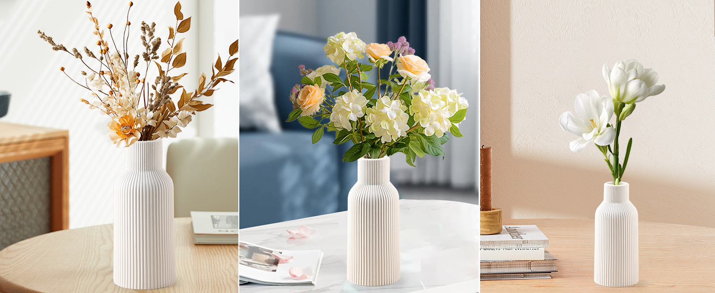 YEEBECA Modern Desk Vase - Scandinavian Style Table Decor for Pampas Grass & Flowers - Living Room Vase