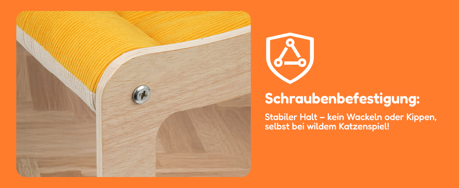 Крак-стійка для котів з великим ліжком Luxus, жовта | З міцного березового дерева, сизаль, 25 кг, біо-льон