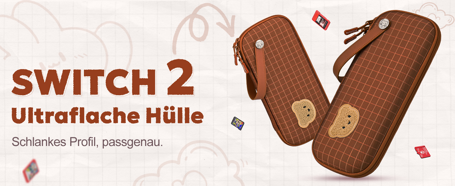 Чохол для Nintendo Switch 2 innoAura Switch 2 Tasche, Galaxy Lila (Коричневий клінок) - PU, водостійкий, з амортизацією, кишеня для AirTag