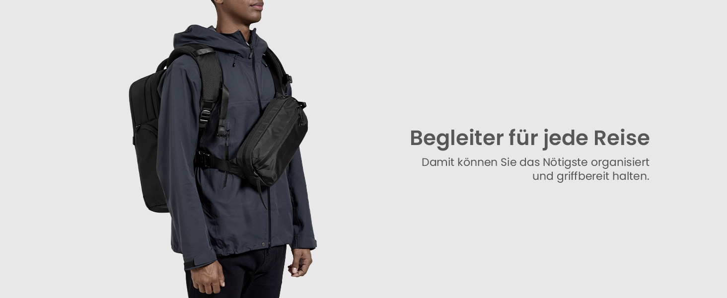 tomtoc Anti-Diebstahl Sling Bag 3,5L: Сумка на плече, через тіло, чорна, RFID-захист, для Switch, iPad mini, EDC, подорожі