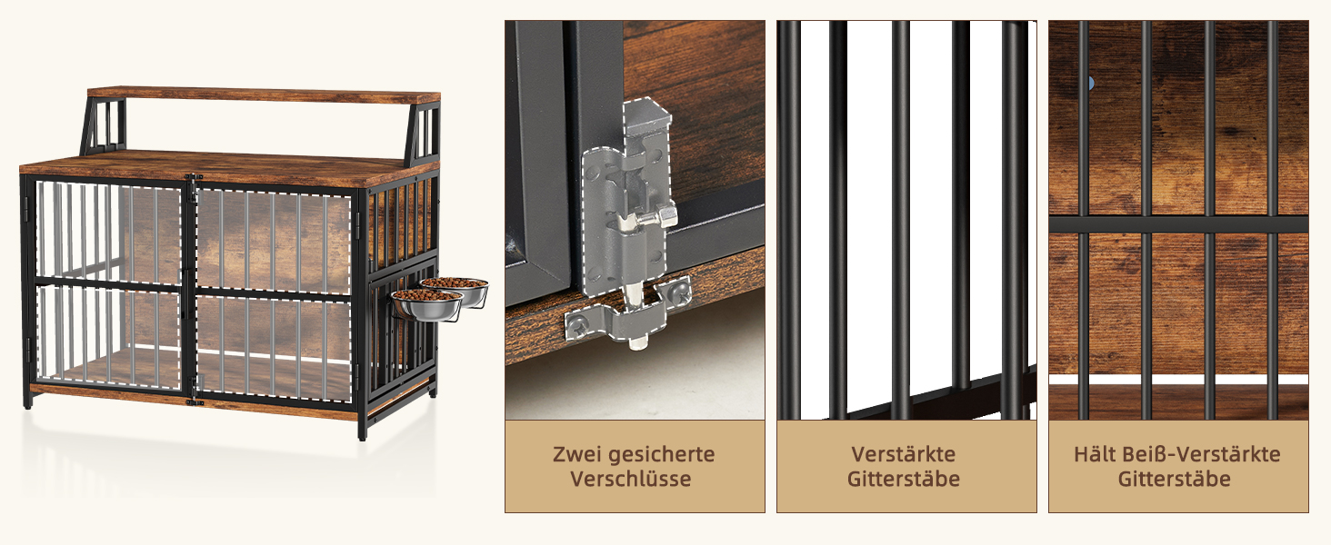 Будка для собак з дерева, 100x60x85 см, з годівницями, для собак до 35 кг, в стилі меблів