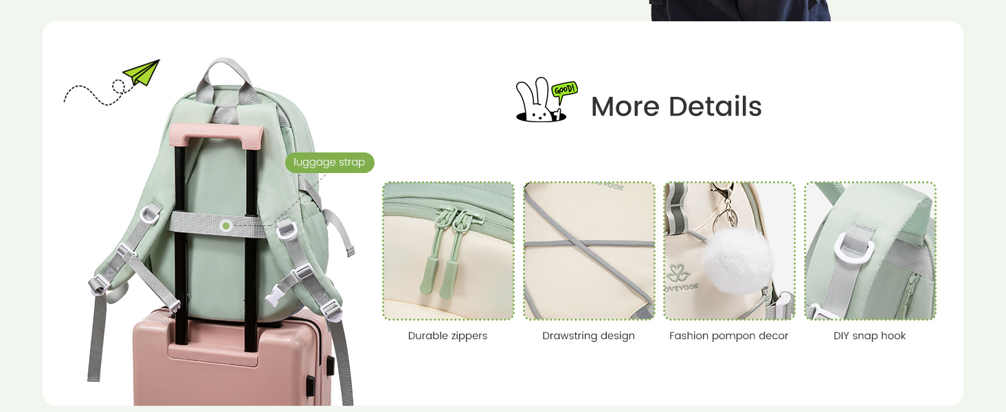 Шкільний рюкзак LOVEVOOK для підлітків, 5 клас, з нагрудним ременем, легкий, для дівчаток, 8+ років, 15.6