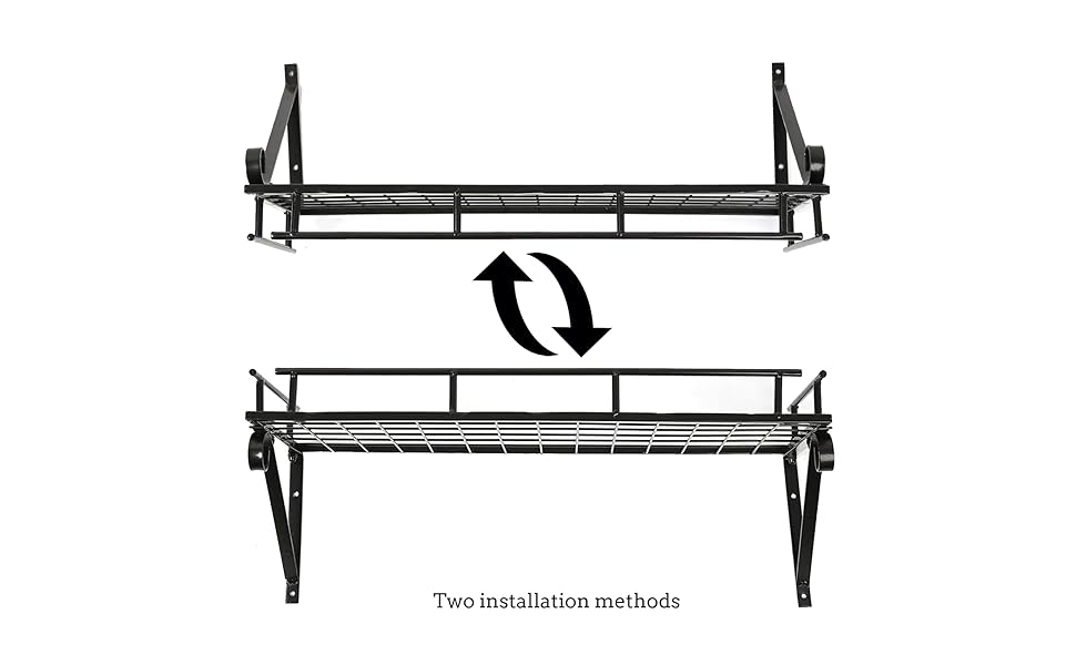 K-1121 60 CM Black Large Kitchen Shelf, Wall Shelf for Pots, Pans, and Utensils, Hanging Shelf with 10 Hooks