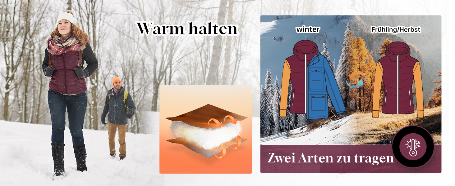 Стьобана жилетка Outdoor Ventures для жінок з капюшоном: тепла спортивна жилетка для походів, кемпінгу та їзди на велосипеді (Рожева, L)