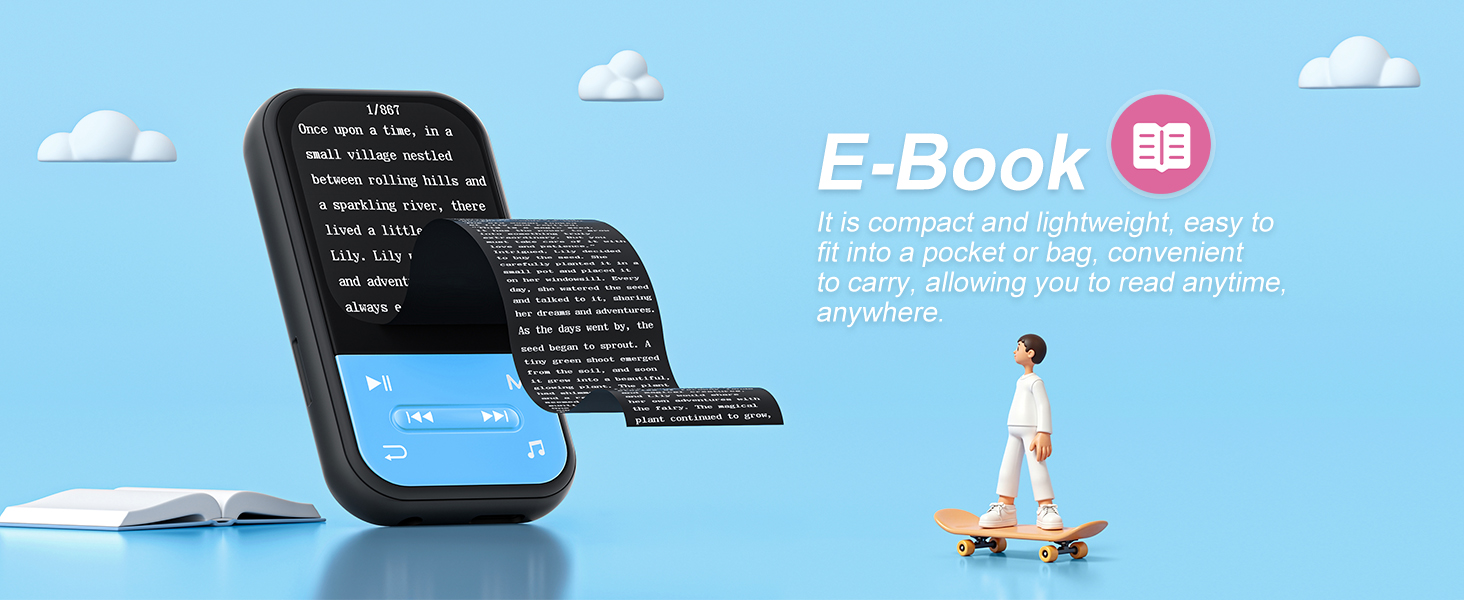 MP3-плеєр ZAQE 80GB Bluetooth WiFi Android Spotify MP4 для дітей (Blue)