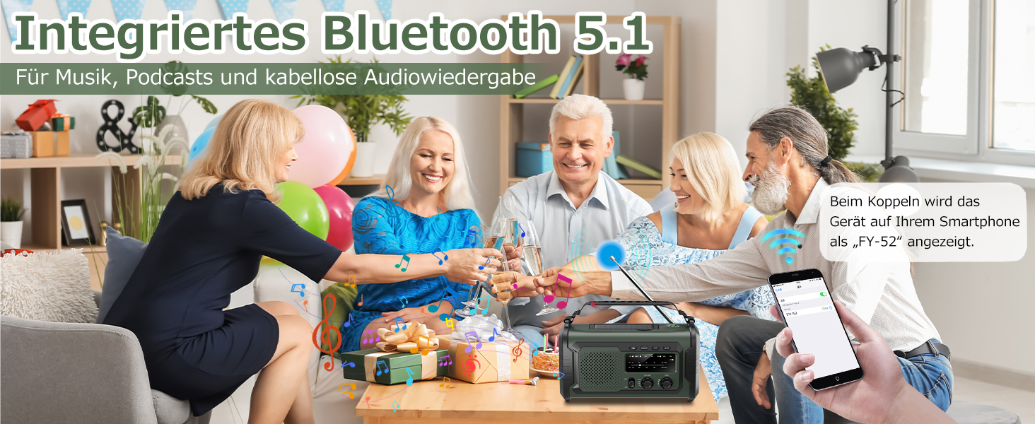 Радіо на сонячній батареї та ручному заводі Kurbelradio 27000mAh з SOS, Bluetooth, Powerbank, ліхтариком для кемпінгу та екстрених ситуацій (Зелений)