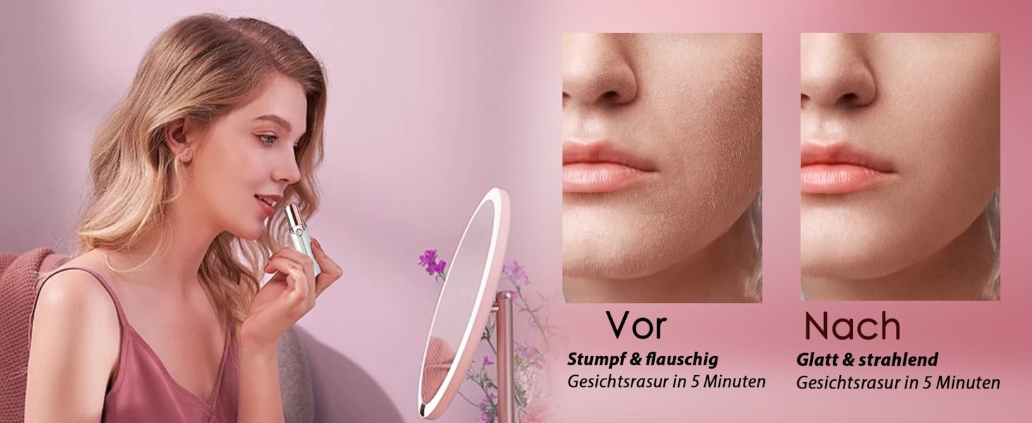 Електричний епілятор для обличчя для жінок, 2 змінні насадки, безболісний, для щік та підборіддя, білий