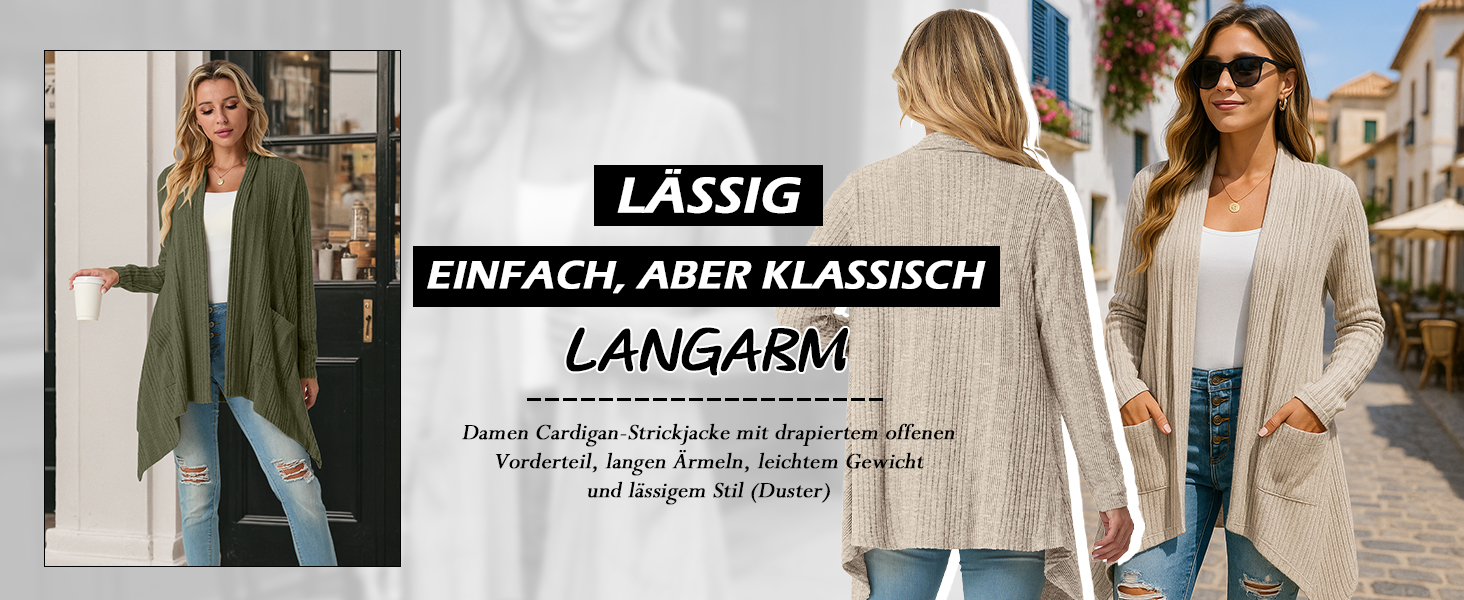 Кардиган жіночий Grecerelle з довгим рукавом, в'язаний, з кишенями, чорний