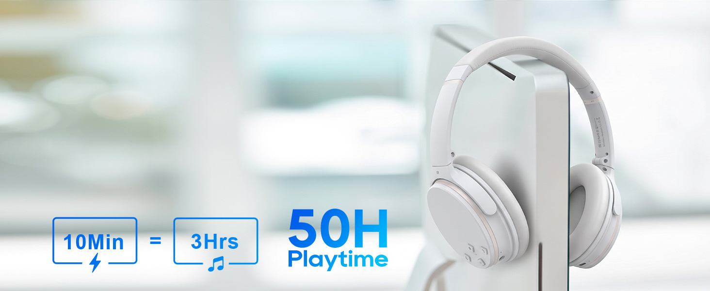 Бездротові навушники-вкладки Srhythm NC25 з активним шумозаглушенням (ANC), Bluetooth, NFC, HiFi звук, 40 мм динаміки, вбудований мікрофон, складані (Колір: Туманно-білий)
