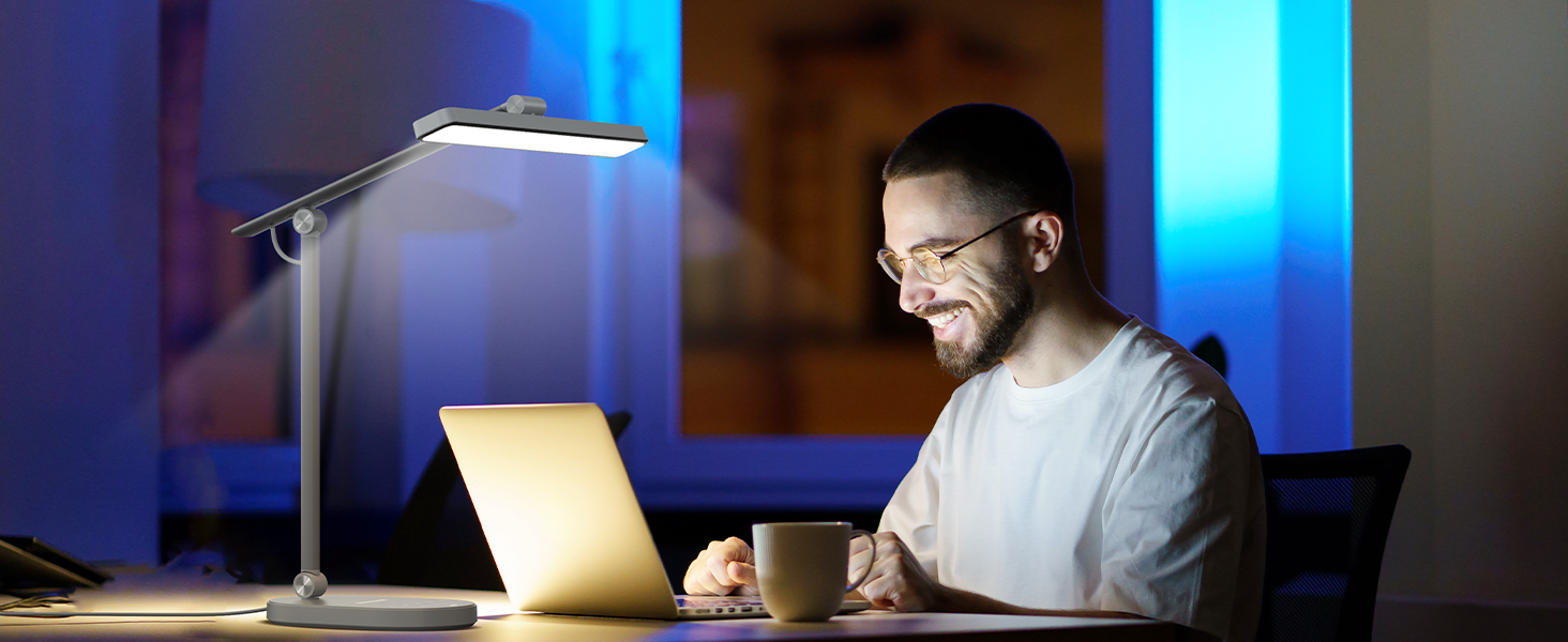 Настільна LED лампа Honeywell H4 Sunturalux - Офісна лампа з димером, 3 режими світла, сенсорне управління, сіра