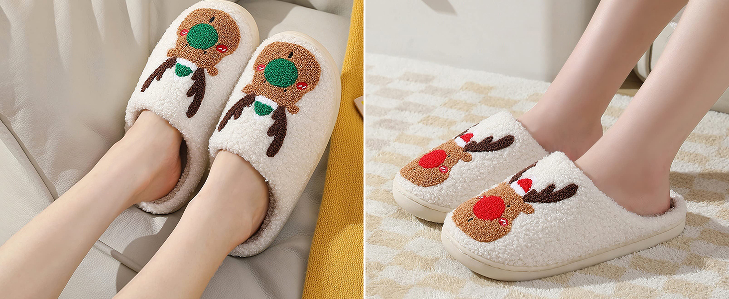 Тапочки додому TOPALL для жінок, теплі, м'які, зимові, пухнасті, антиковзні (3 Xmastree, 36/37 EU)