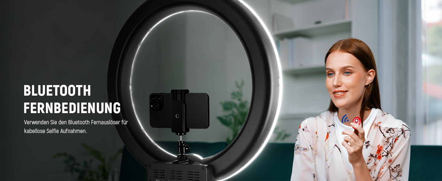 NEEWER Комплект кільцевого світла для фото та відео: 48 см, 52 Вт, 5500K, Bluetooth, для смартфона, YouTube, Self-Porträt Aufnahmen, RL-18