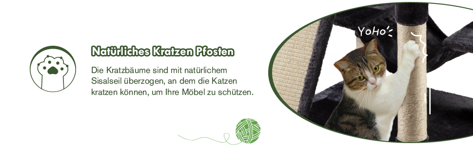 Драбина-кіготь MUTICOR 168 см для великих котів з гамаком, кошиками та ігровим будиночком, сірий