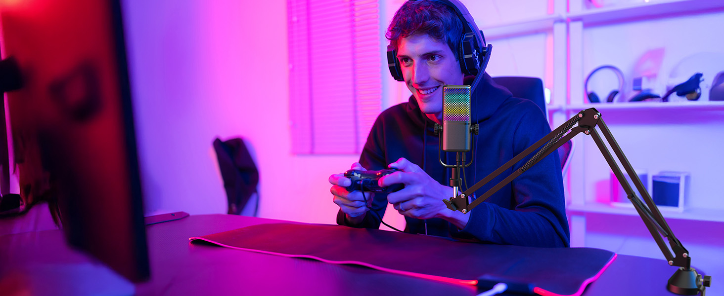 Мікрофон TONOR TCX3 для Xbox з RGB підсвічуванням, бездротовий, для стрімінгу та подкастингу, з регулюванням гучності, чорний