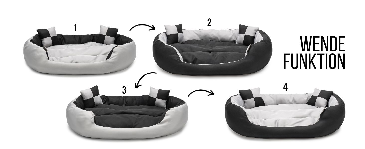 Кіжувалля для собак Lionto 4-в-1 з двостороннім подушкою з міцного оксфорду, 65x50 см, для котів та собак усіх розмірів, з глибоким входом, включає декоративну подушку, водовідштовхувальне, коричнево-бежеве