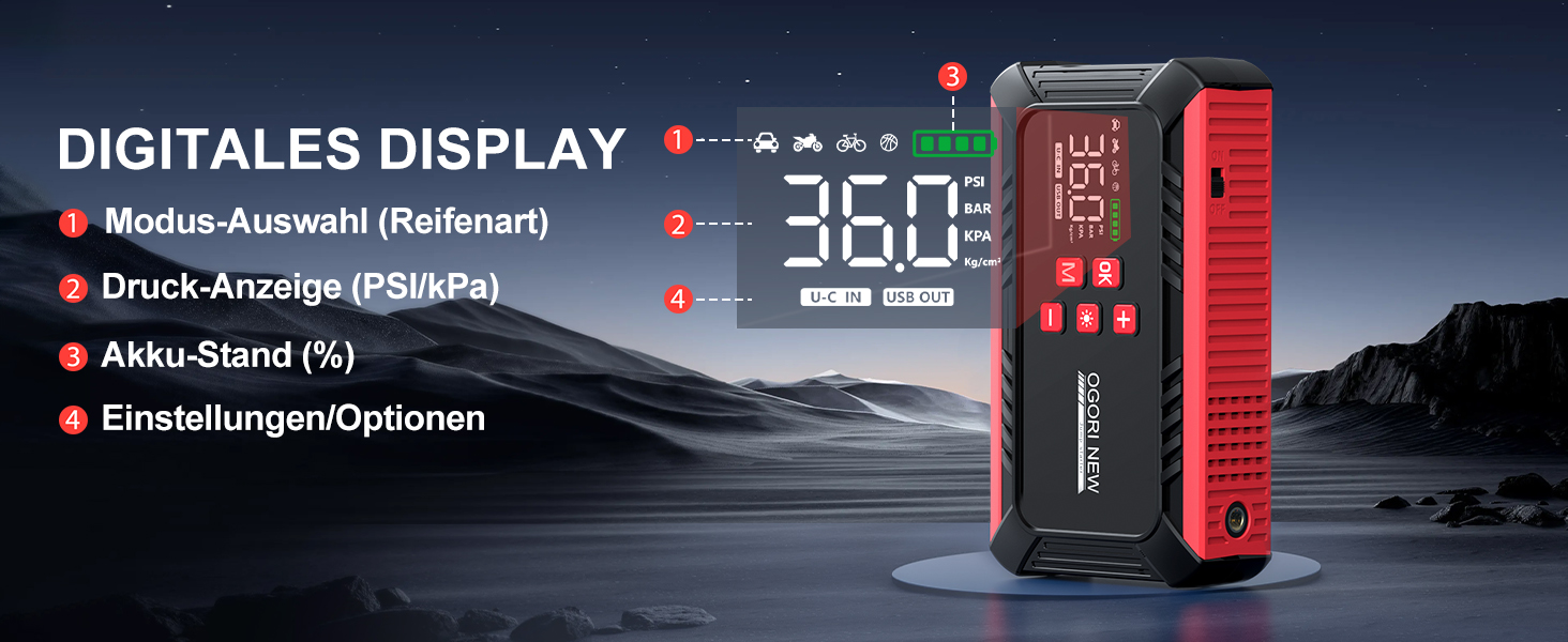 Портативний акумулятор для запуску авто 7000A з компресором 150PSI, 12V. Запуск бензинових (8л) та дизельних (10л) двигунів, прикурювач, LED ліхтарик.