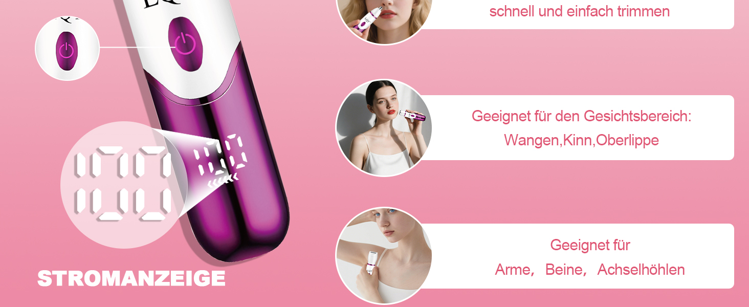Електричний жіночий триммер 4-в-1 з LED-дисплеєм: для обличчя, брів, бікіні. Розроблено спеціально для жінок. Білий колір.