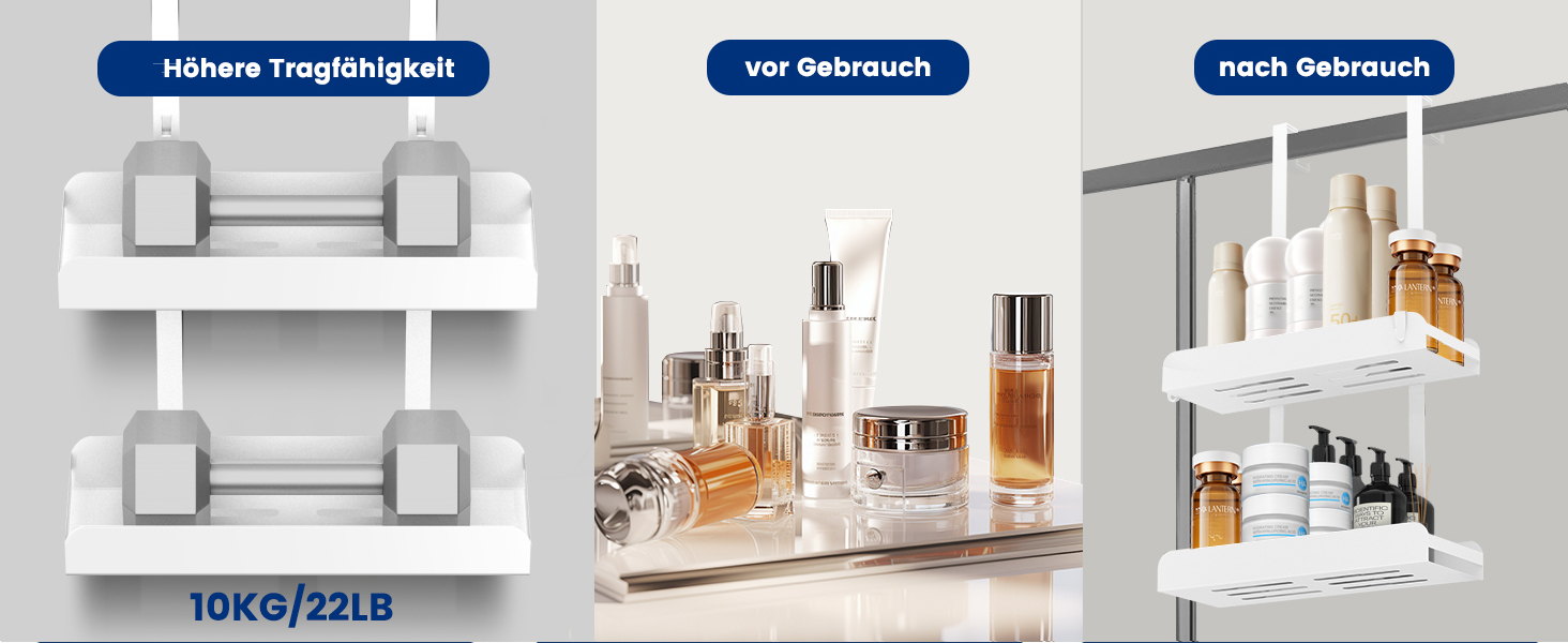 Поличка для душу MEIJO без свердління, органайзер для ванної кімнати з 4 гачками, білий