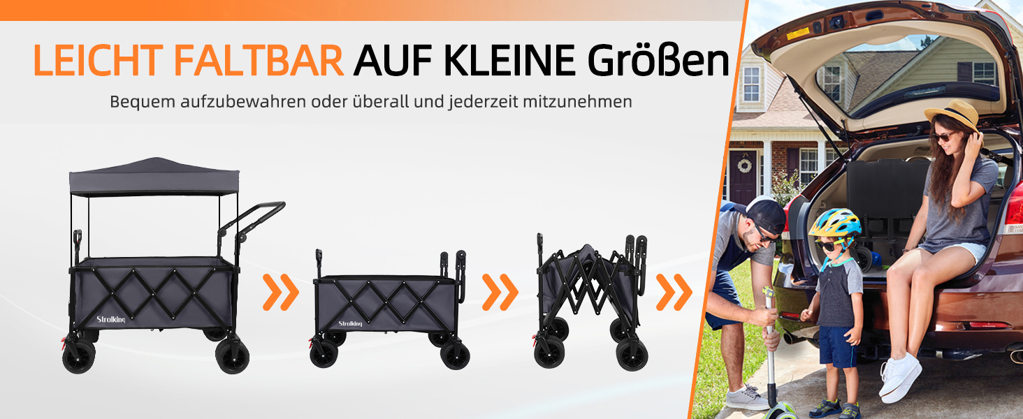 3-в-1 Вагончик-Платформа Складаний з Гальмами, 150л, 136кг, Сірий