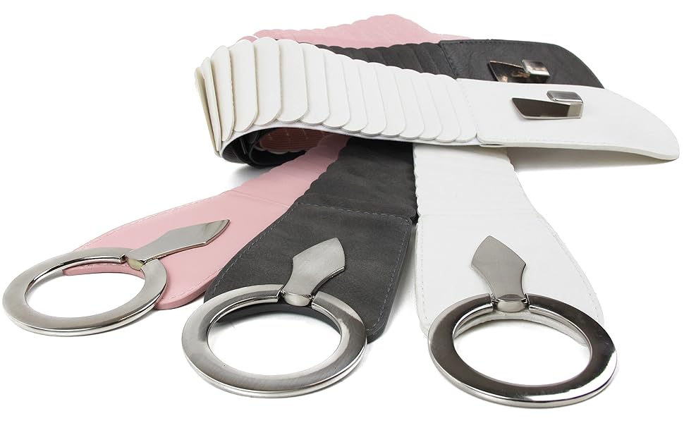 Жіночий еластичний пояс-гумка Vanessa & Melissa, ширина 6 см, срібна пряжка, чорний, 75 см (75-90 см талія)