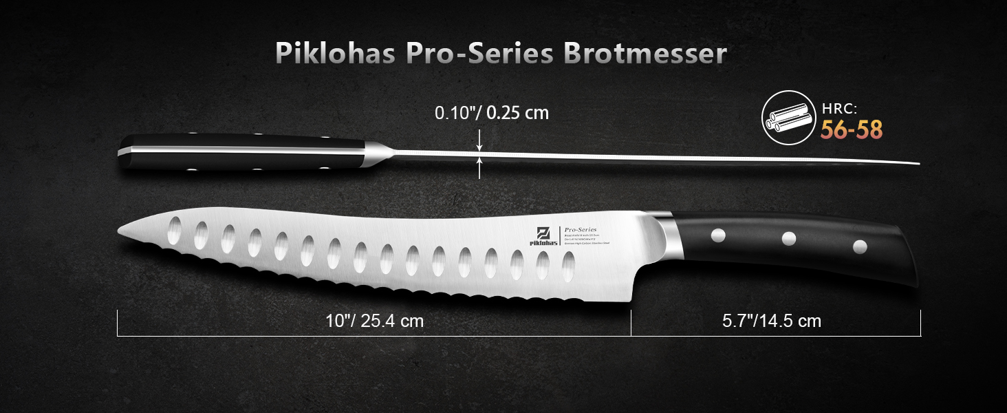 Ніж для хліба Piklohas 25.4 см з нержавіючої сталі HC, 25.4 см, хвилястий край, для хліба та бутербродів, подарункова коробка