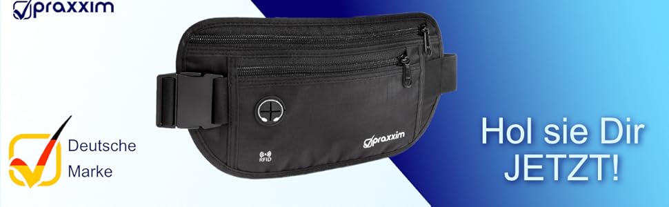 Поясна сумка для чоловіків та жінок - ЕКСТРА ПЛАСКА - для телефонів до 7 дюймів - ідеальна для спорту, подорожей та бігу. Чорна, стильна