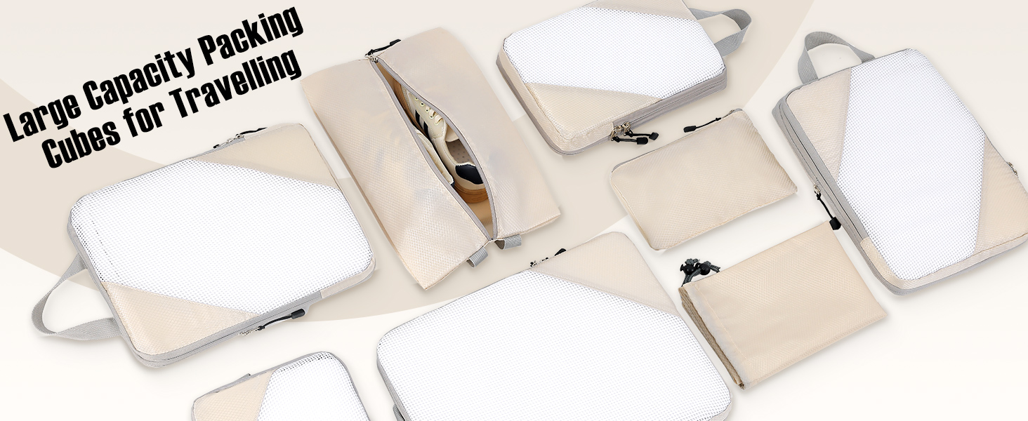 Органайзери для валізи DIMJ - Набір 8 шт. для подорожей, чорного кольору