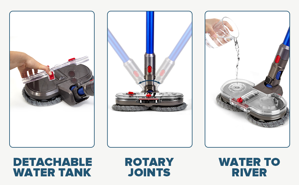 Насадка для миття підлоги сумісна з Dyson V7/V8/V10/V11/V15, знімний бак для води та 6 змінних мікрофібрових серветок для твердих підлог